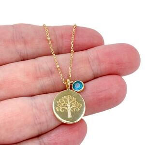 Gold-Plated Sterling Silver 925 Tree Of Life Cubic Zirconia Pendant 15.5"-17.5"